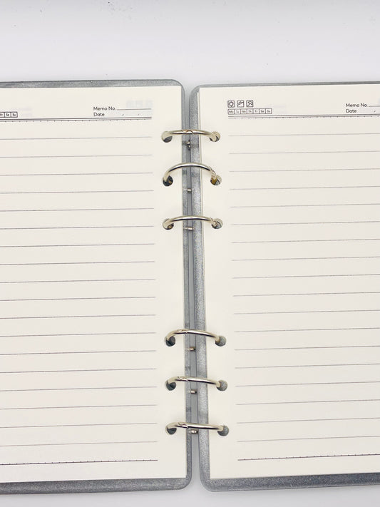 Set Organizer "Celestial Silver" – Taccuino A6 Ricaricabile in Resina Artigianale & Oro con Suite di Accessori