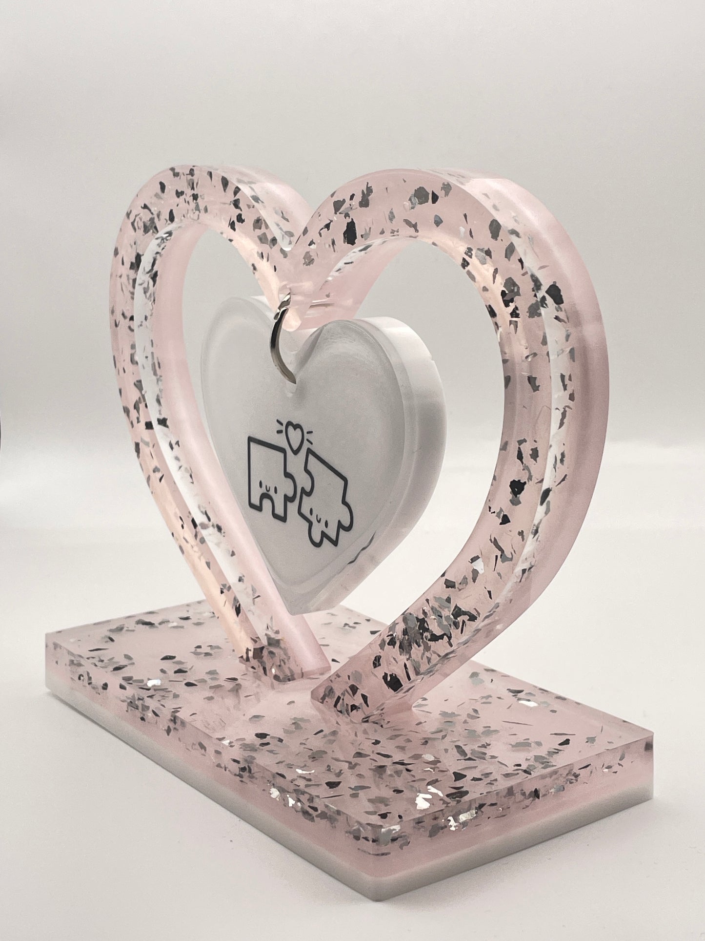 Scultura Cuore in Resina con Puzzle: Regalo Coppia, Amicizia, Fatto a Mano