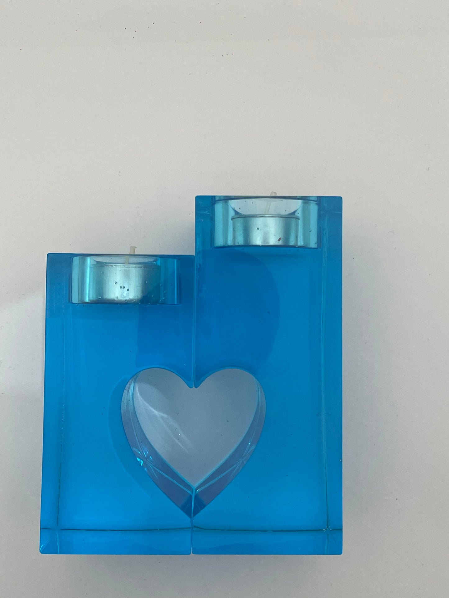 Portacandele a Cuore in Resina Blu | Decorazione Moderna per la Casa