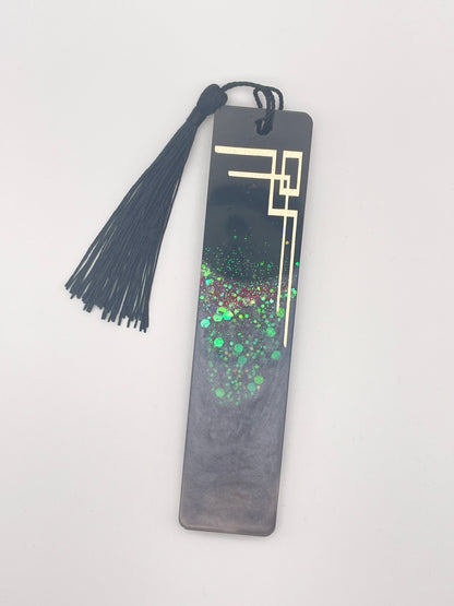 Set regalo "Notte Stellata" - Segnalibro e penna in resina con glitter e finiture dorate