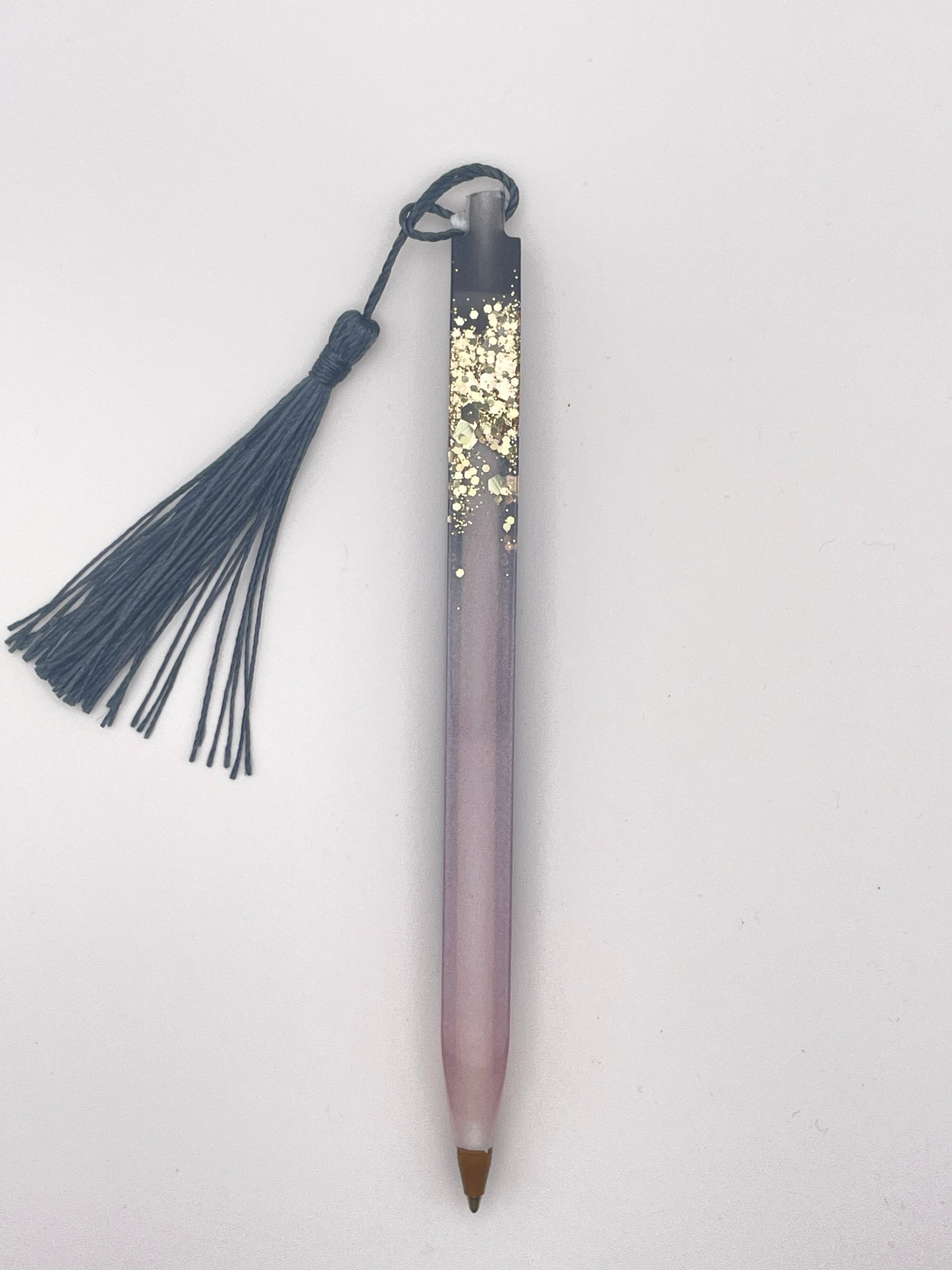 Set regalo "Notte Stellata" - Segnalibro e penna in resina con glitter e finiture dorate