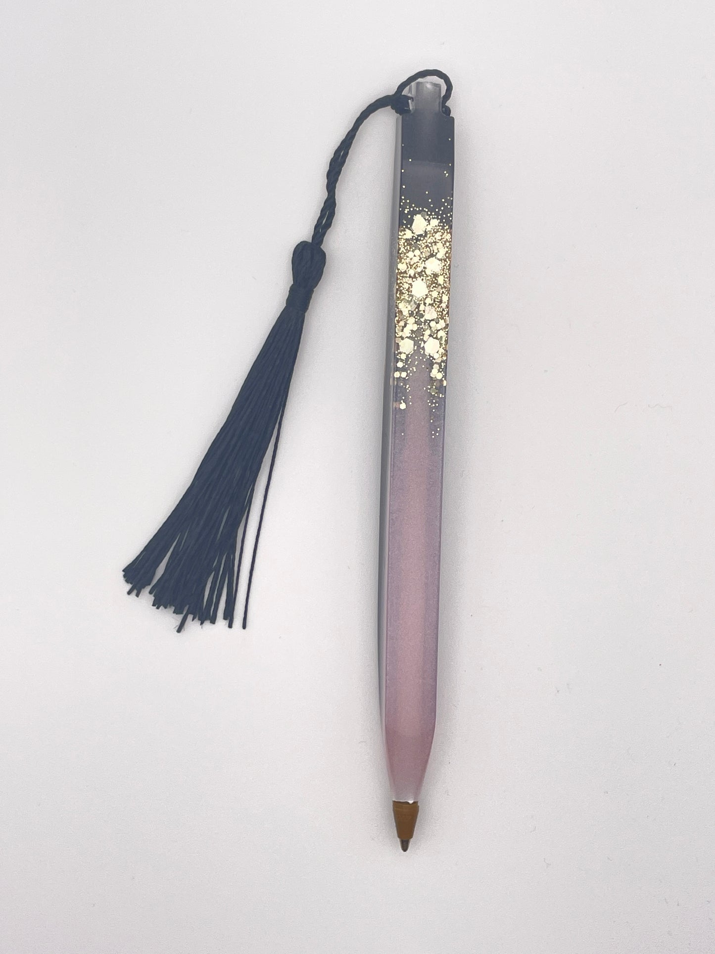 Set regalo "Notte Stellata" - Segnalibro e penna in resina con glitter e finiture dorate