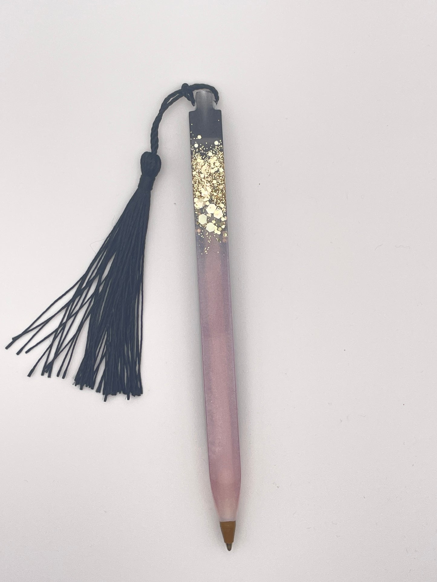 Set regalo "Notte Stellata" - Segnalibro e penna in resina con glitter e finiture dorate