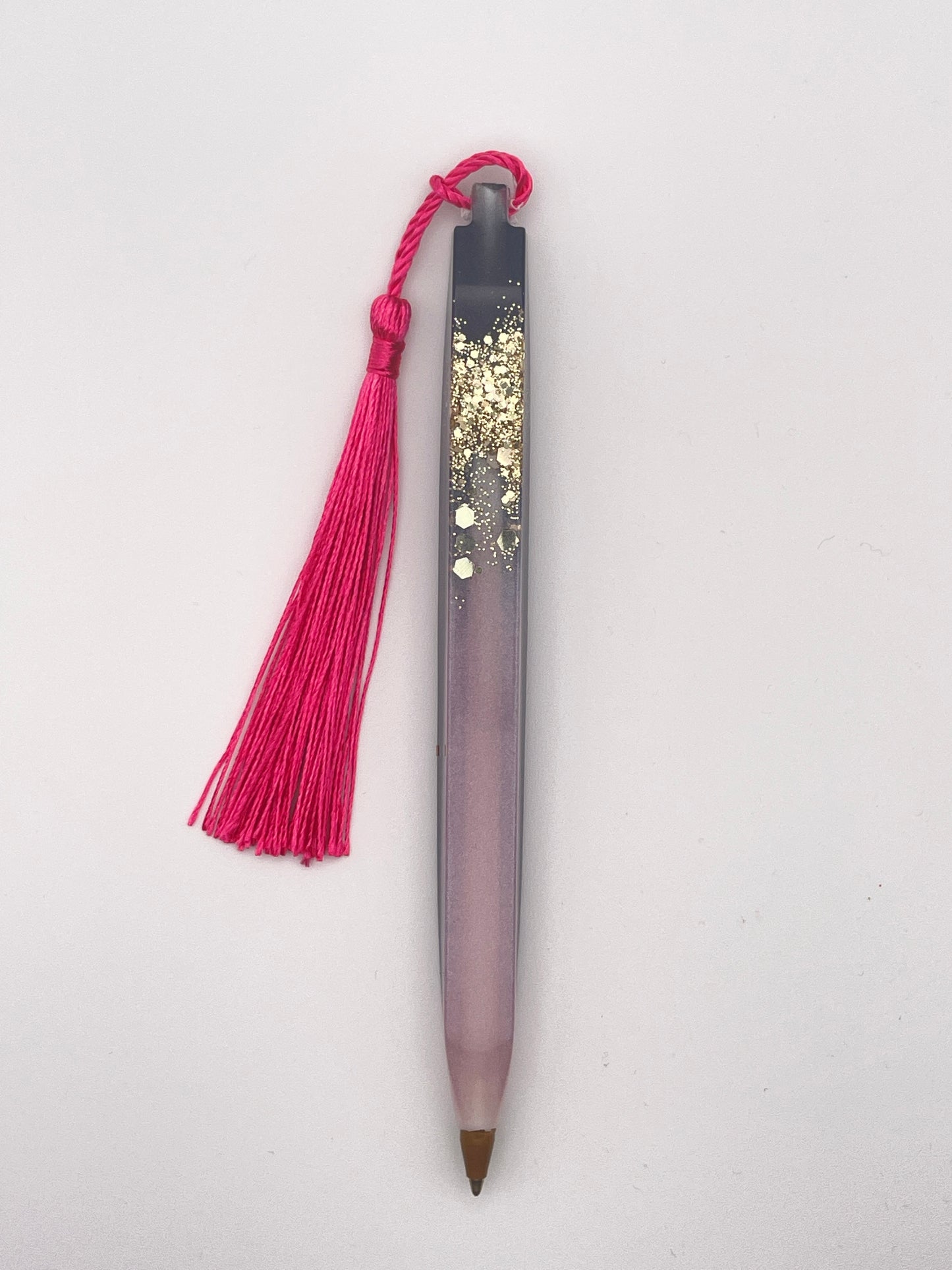 Set regalo "Notte Stellata" - Segnalibro e penna in resina con glitter e finiture dorate
