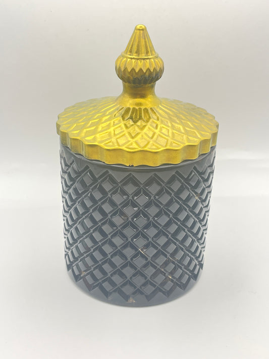 Scatola Decorativa in Resina Nera con Coperchio Oro - Contenitore Moderno Fatto a Mano