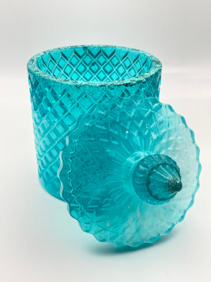 Scatola Portaoggetti in Resina Turchese con Coperchio - Contenitore Decorativo Fatto a Mano