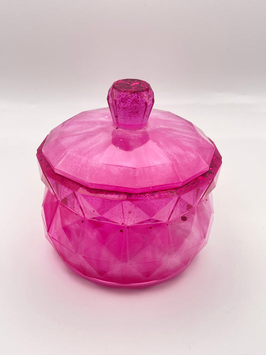 Scatola Portagioie in Resina Rosa - Contenitore Decorativo con Coperchio