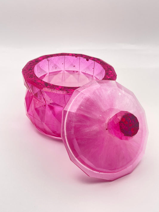 Scatola Portagioie in Resina Rosa - Contenitore Decorativo con Coperchio