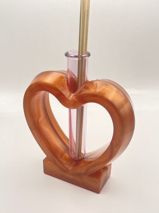 Porta Essenze Cuore in Resina Color Havana | Diffusore Decorativo Fatto a Mano