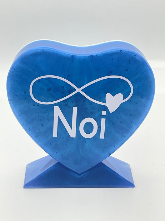 Cuore in Resina Blu con Infinito e Nome Personalizzabile 'Noi' | Decorazione Romantica