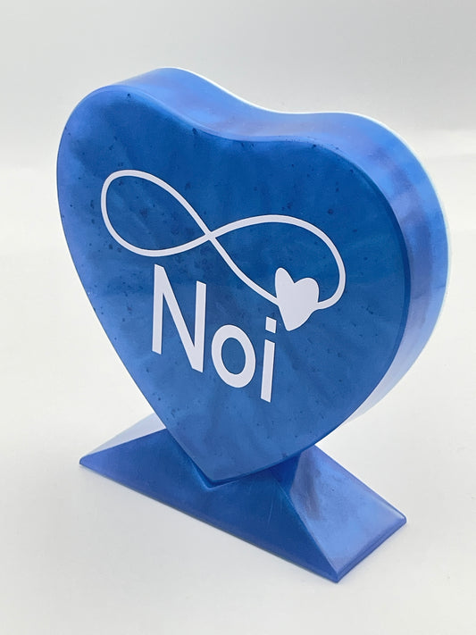 Cuore in Resina Blu con Infinito e Nome Personalizzabile 'Noi' | Decorazione Romantica