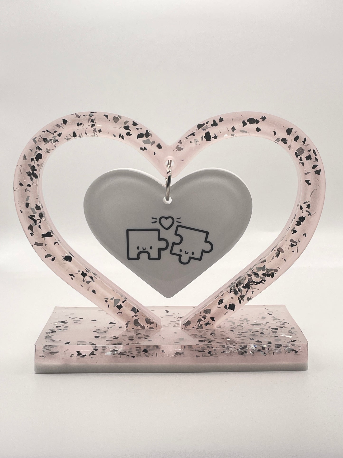 Scultura Cuore in Resina con Puzzle: Regalo Coppia, Amicizia, Fatto a Mano