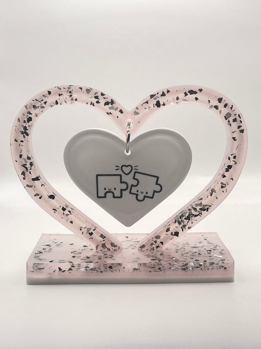 Scultura Cuore in Resina con Puzzle: Regalo Coppia, Amicizia, Fatto a Mano
