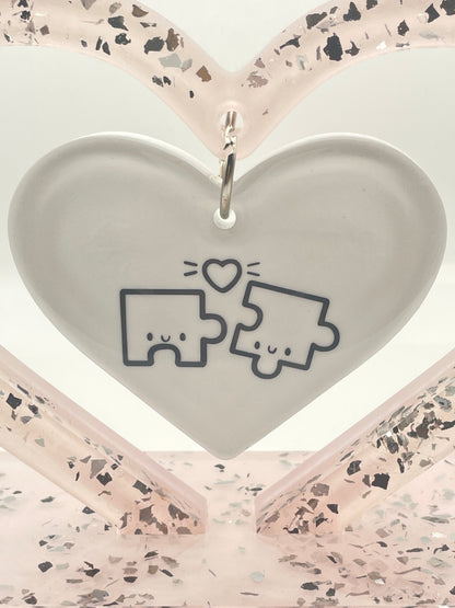 Scultura Cuore in Resina con Puzzle: Regalo Coppia, Amicizia, Fatto a Mano