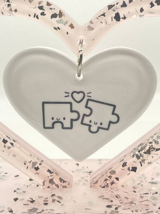 Scultura Cuore in Resina con Puzzle: Regalo Coppia, Amicizia, Fatto a Mano