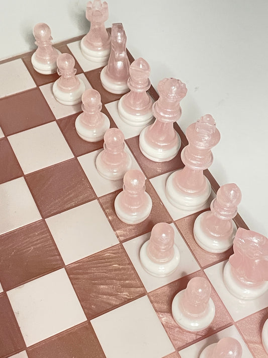 "Scacchiera Artigianale in Resina" Rosa Antico