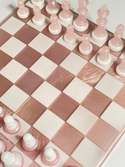 "Scacchiera Artigianale in Resina" Rosa Antico