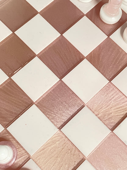 "Scacchiera Artigianale in Resina" Rosa Antico